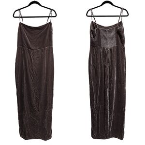 Reformation Frankie Velvet Maxi Dress 12 Dark Gray Rayon/Silk $298